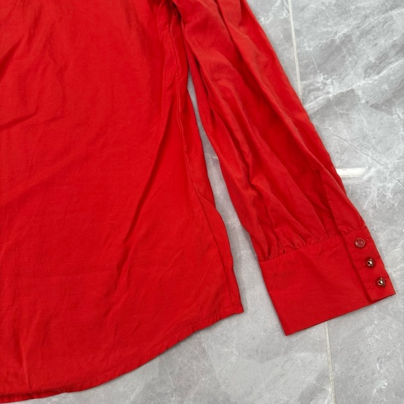 Women’s Merona Target Ruffle Neck Button Tie Long Sleeve Shirt Large - Picture 11 of 16